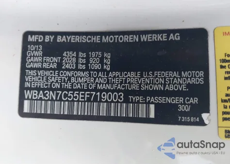 2014 BMW 428I z USA, uszkodzony, nr VIN WBA3N7C55EF719003